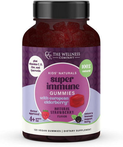 Kids Naturals Elderberry Gummies – Immune Support with Vitamin C & Zinc | 120ct (2 Month Supply)