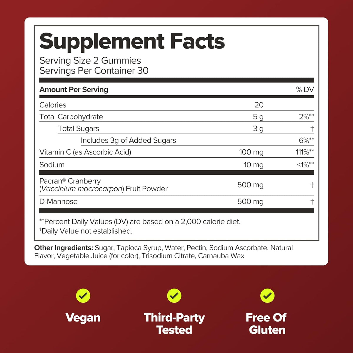 URO Urinary Tract Gummies with Pacran Cranberry – 30-Day Supply