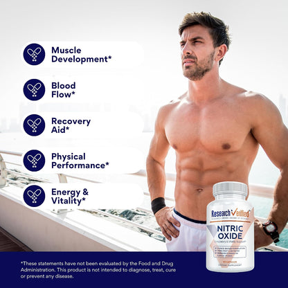 Research Verified Nitric Oxide - with L-Arginine and L-Citrulline - 90 Count - 1 Bottle