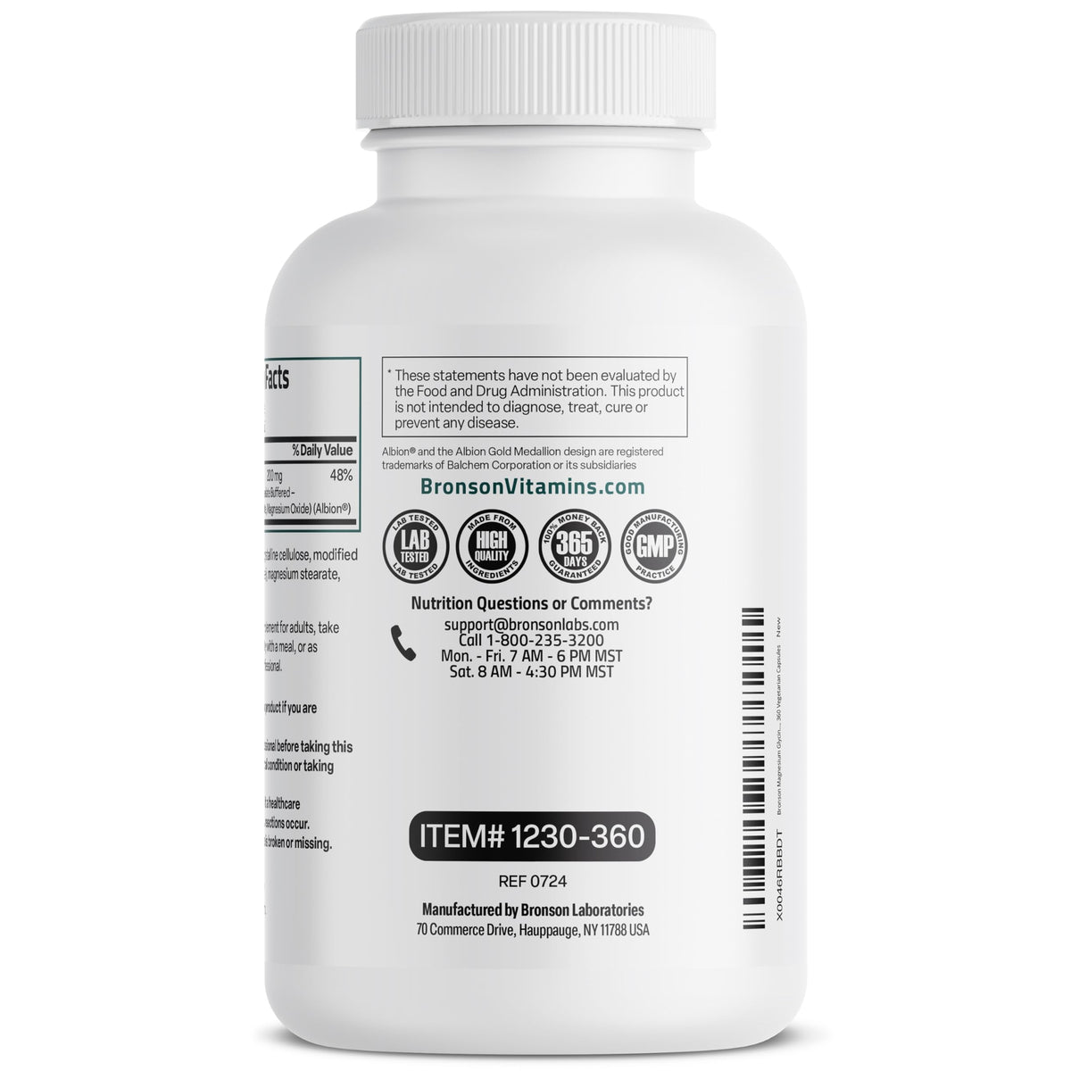 Bronson Magnesium Glycinate 200 MG Chelated High Absorption, 60 Capsules | Stress Relief, Sleep, Heart Health, Nerves, Muscles, and Metabolism Support, Vegetarian, Non-GMO, Gluten Free, Soy Free