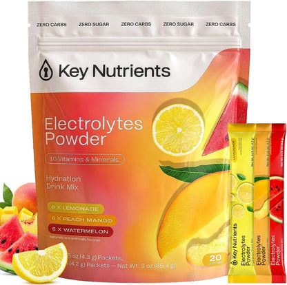 KEY NUTRIENTS Electrolyte Packets Bundle, Variety Pack Plus Lemonade