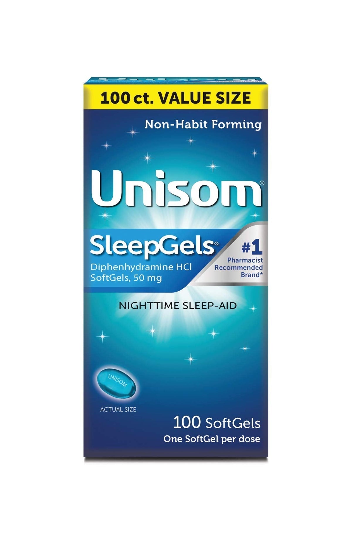 Unisom Nighttime Sleep-Aid Gels, Diphenhydramine HCI 50mg, 100 Count Unisom buy supplements Au