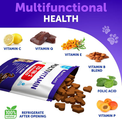 Dog Multivitamin Chewable with Glucosamine 26 in 1 - Dog Vitamins and Supplements - Senior & Puppy Multivitamin for Dogs - Pet Joint Support Health - Immunity, Mobility, Gut Skin - 120 Chews