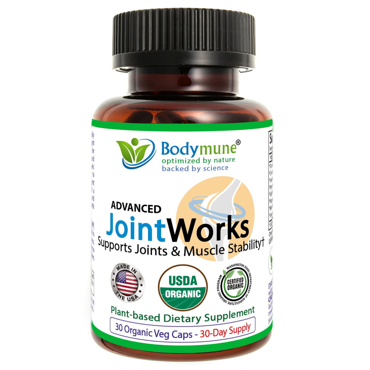 Bodymune JointWorks – Organic Joint & Muscle Support Supplement – Promotes Mobility, Flexibility & Comfort – 60 Capsules (2-Month Supply) – USDA Organic, Vegan, Gluten-Free, Non-GMO
