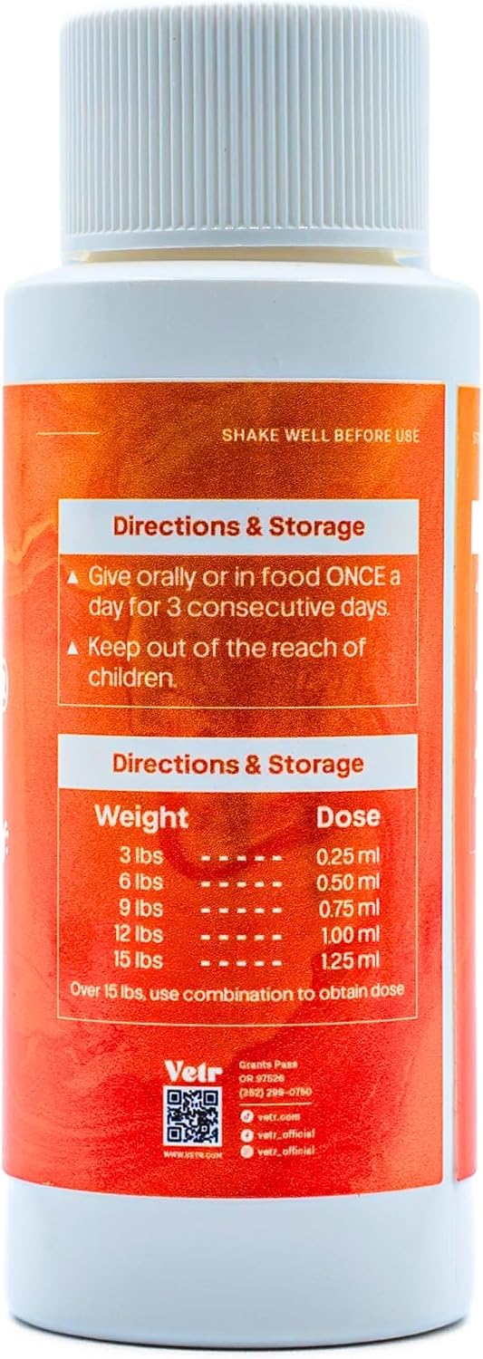 Liquid Intestinal Support for Dogs and Cats with Vetr PraziMax - Targets Tapeworms - 60mL Bottle with Dropper - Roasted Chicken Flavor