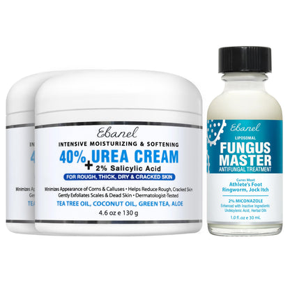 Ebanel Bundle of Fungus Treatment 1 Oz, and 2 Pack 40% Urea Cream 4.6 Oz