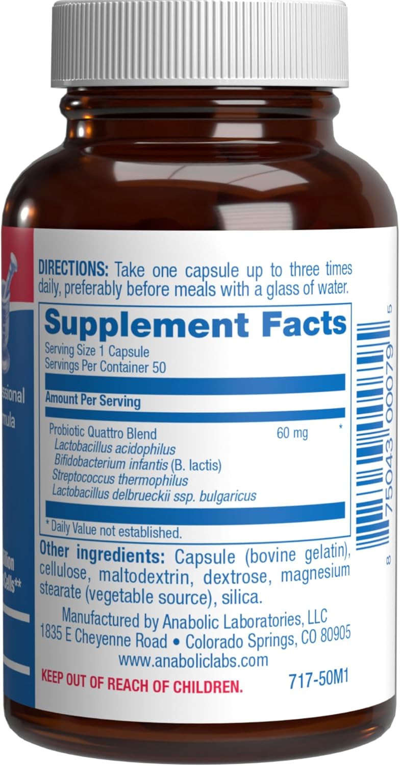 Advanced Digestive Probiotics for Women & Men - 4 in 1 Quadbiotic for Women & Men with Lactobacillus and Bifidobacterium Probiotics for Digestive Health Bloating and Constipation - 50 Servings