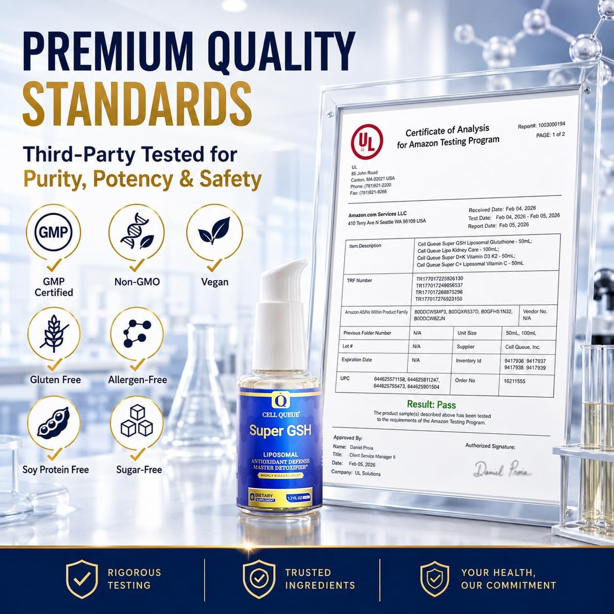 Liposomal Glutathione Liquid Supplement - Cellular Antioxidant Support with Phosphatidylcholine - Supports Liver Health, Immune System, Skin Radiance & Healthy Aging, 1.7 fl oz | Ultra High Absorption Glutathione Supplement with Reduced Glutathione & Phos
