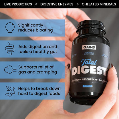 Gains in Bulk Total Digest Digestive Enzymes with Probiotics, 270 Capsules