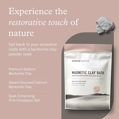Magnetic Bentonite Clay Bath Soak, Detox & Cleanse, 500g | Sodium & calcium bentonite with Himalayan salt. Use as body soak, foot soak, or face clay mask. Rejuvenating & cleansing.