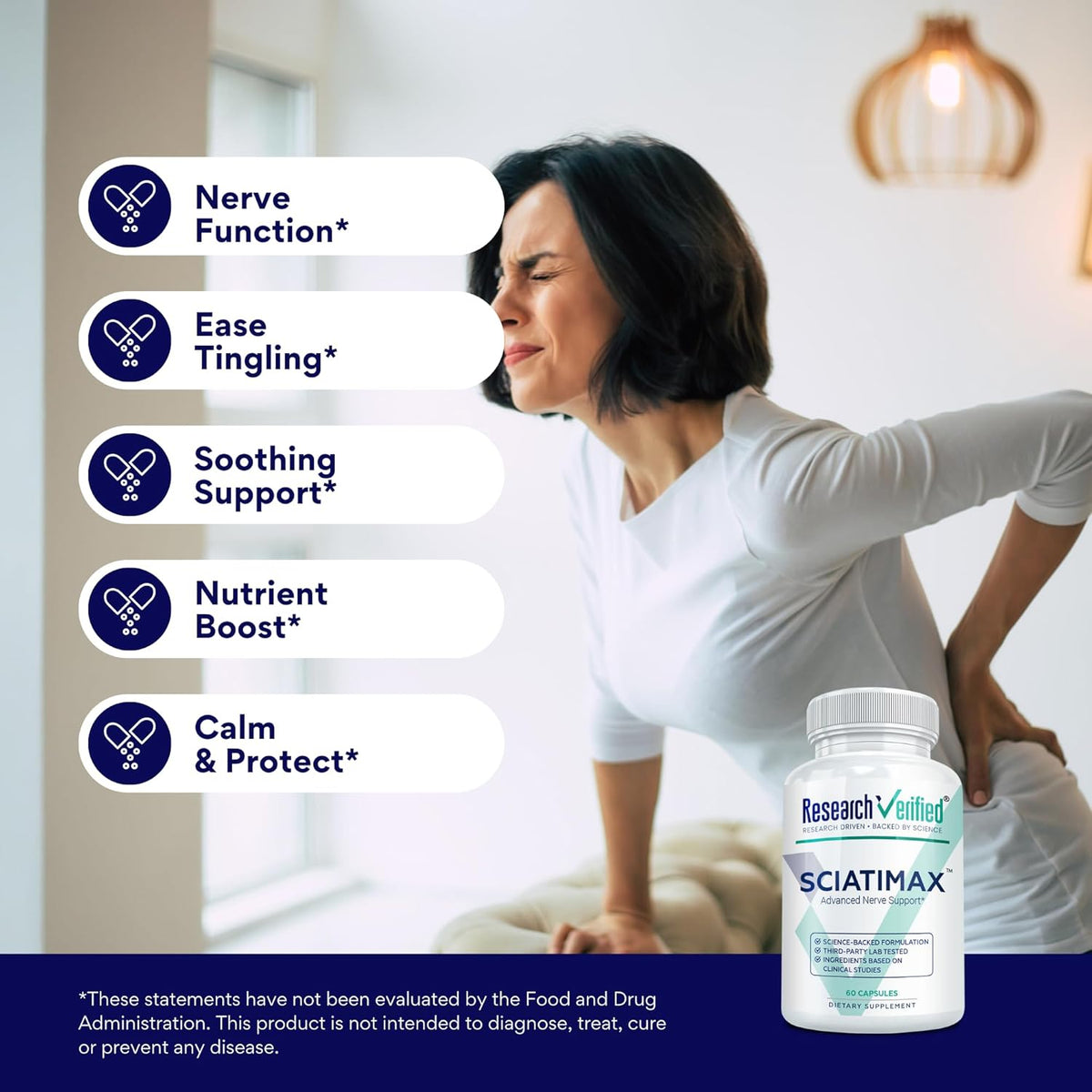 Research Verified Sciatimax – Sciatica & Nerve Support with B Vitamins, Magnesium, Corydalis, Boswellia & Alpha Lipoic Acid – 60 Vegan Capsules