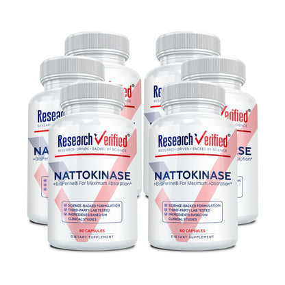 Research Verified Nattokinase - 4000 FU - Circulatory Support - BioPerine, No Vitamin K2-60 Capsules - Pack of 3