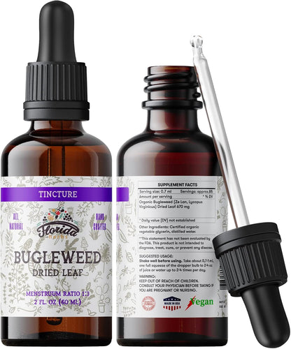 Bugleweed Tincture, Organic Bugleweed Extract (Ze LAN, Lycopus Virginicus) Herbal Supplement, Non-GMO in Cold-Pressed Organic Vegetable Glycerin 700 mg, 2 oz (60 ml)