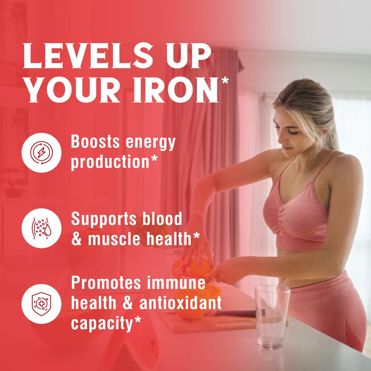 Iron Supplement, 65mg Carbonyl Iron with 250mg Vitamin C, Stomach Friendly | Iron Pills for Blood Building Women & Men, High Absorption, No Nausea, No Constipation, Non-GMO, No Gluten, 60 Vegan Tabs