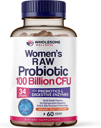 Wholesome Wellness Food Multivitamin for Women - Natural Multi Vitamins, Minerals, Organic Extracts + Dr. Formulated Raw Probiotics for Women 100 Billion CFUs with Prebiotics Bundle