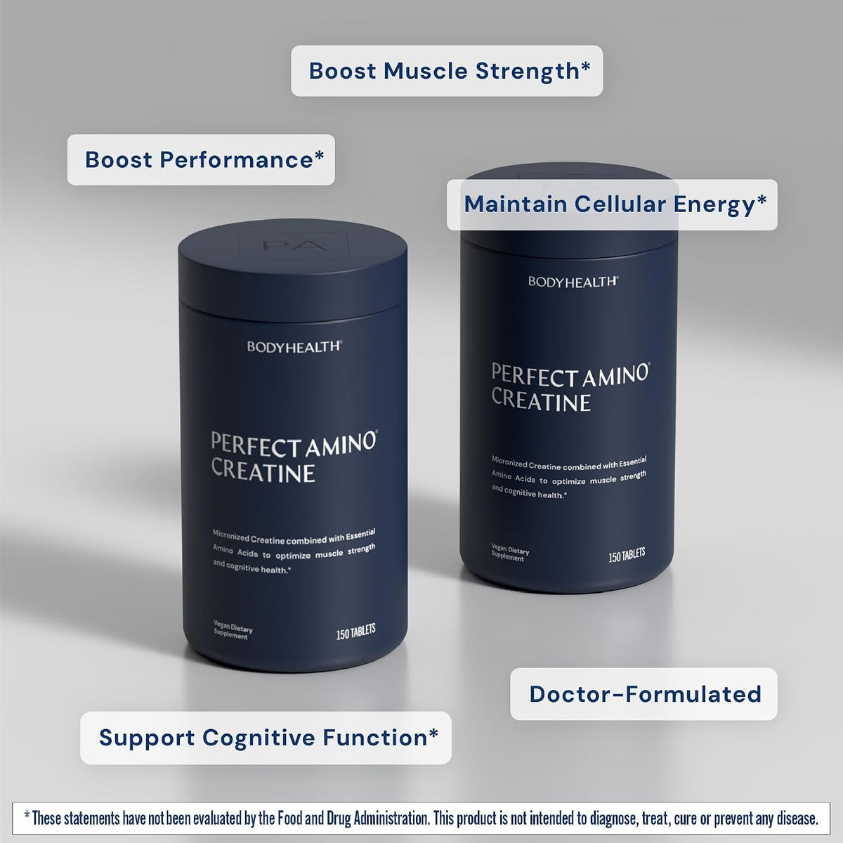 BodyHealth Creatine Monohydrate Tablets – Vegan Pre Workout Supplement with PerfectAmino, BCAAs & EAAs – Keto-Friendly, Muscle Recovery & Energy Support – 5g Creatine Equivalent per Serving