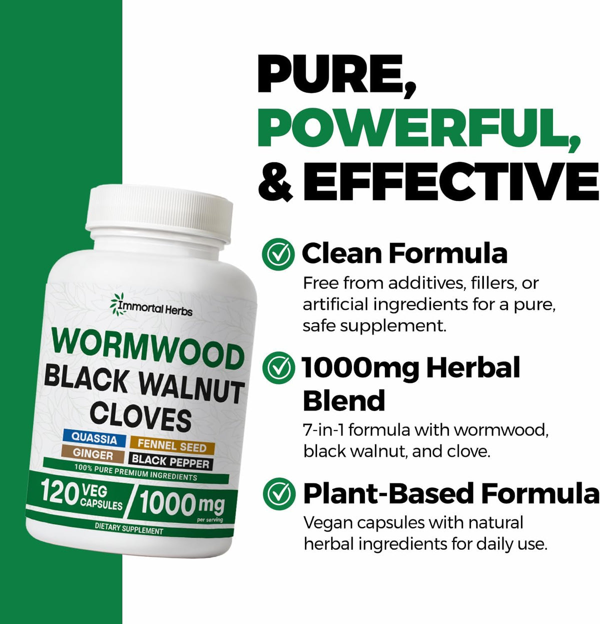 Wormwood Black Walnut Clove Cleanse Extract, 7-in-1 Complex, 120 Pills, Herbal Supplement for Adults, Vegan, Non-GMO & Gluten Free Sweet Wormwood Capsules