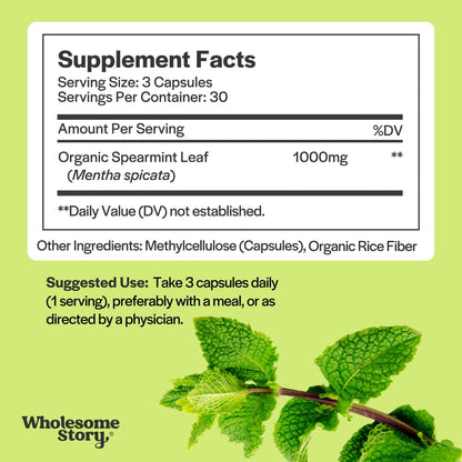 Spearmint + Zinc, Magnesium & VIT B6 | Organic Spearmint Capsules + Zinc Picolinate Magnesium Glycinate & Vitamin B6 Bundle Supplement | Supports Hormones, Fertility & Digestion | 30 & 120 Day Supply