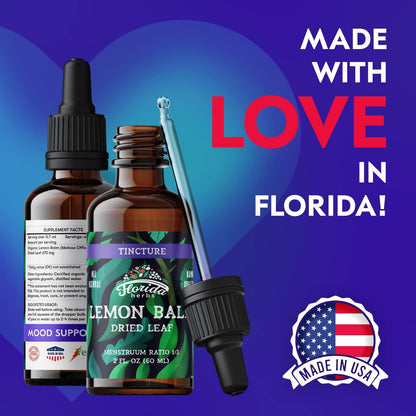 Lemon Balm Tincture 2 oz – Organic Herbal Extract | Alcohol Free | Vegan Herbal Drops