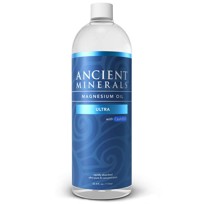 Ancient Minerals Magnesium Oil Spray Ultra with MSM, Zechstein, 4oz | Zechstein magnesium chloride + MSM topical spray for enhanced absorption & reduced tingle. 4 fl oz.