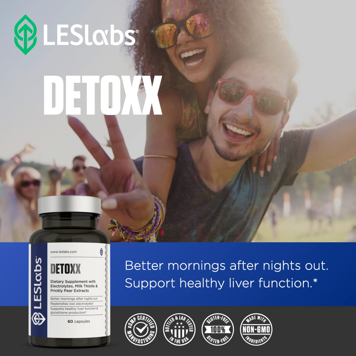 LES Labs DeToxx – Better Mornings & Recovery, Liver Support, Electrolyte Replenishment & Glutathione Support – Prickly Pear, Milk Thistle & NAC – Non-GMO Supplement – 60 Capsules LES Labs buy supplements Au