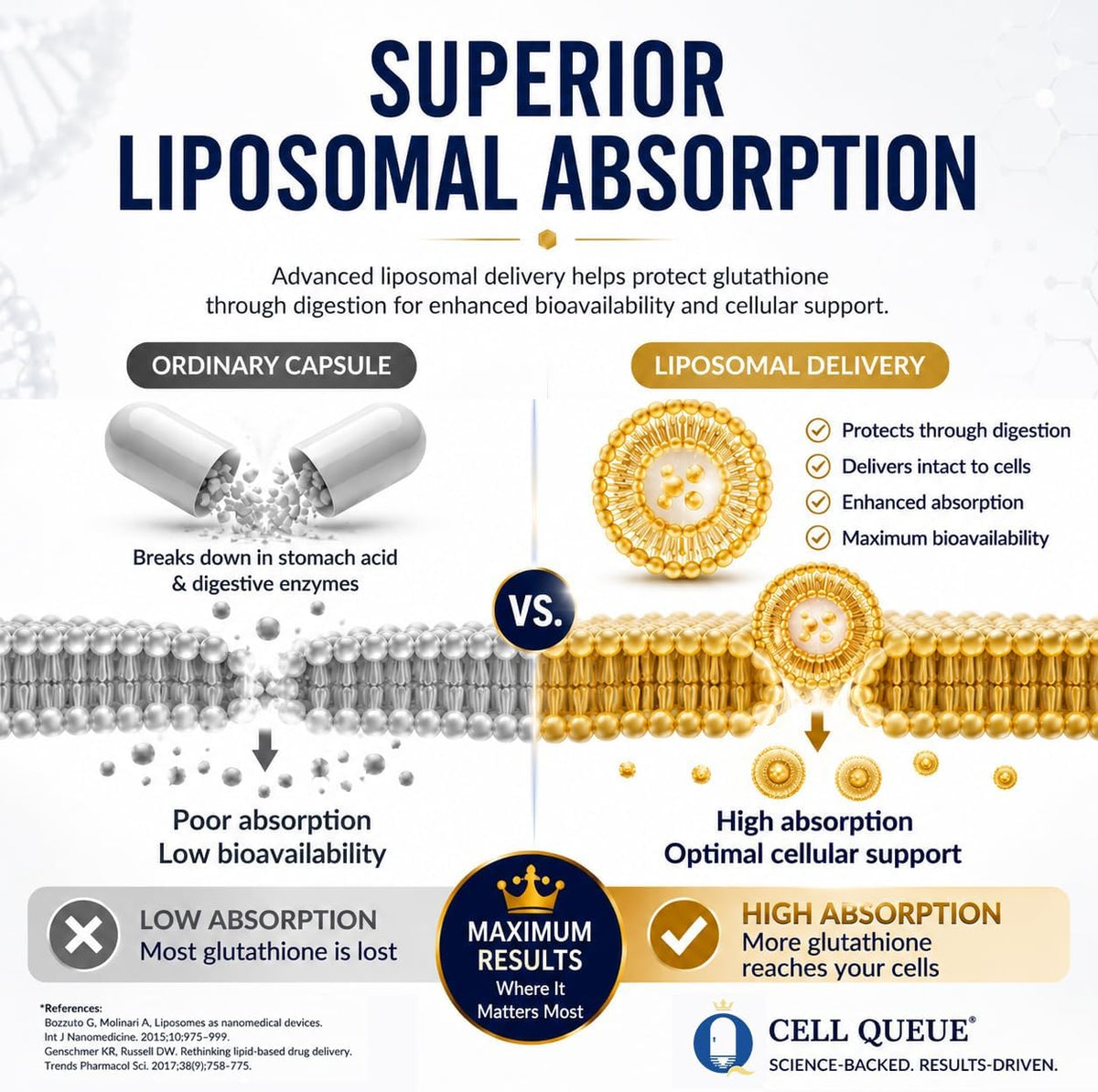Liposomal Glutathione Liquid Supplement - Cellular Antioxidant Support with Phosphatidylcholine - Supports Liver Health, Immune System, Skin Radiance & Healthy Aging, 1.7 fl oz | Ultra High Absorption Glutathione Supplement with Reduced Glutathione & Phos