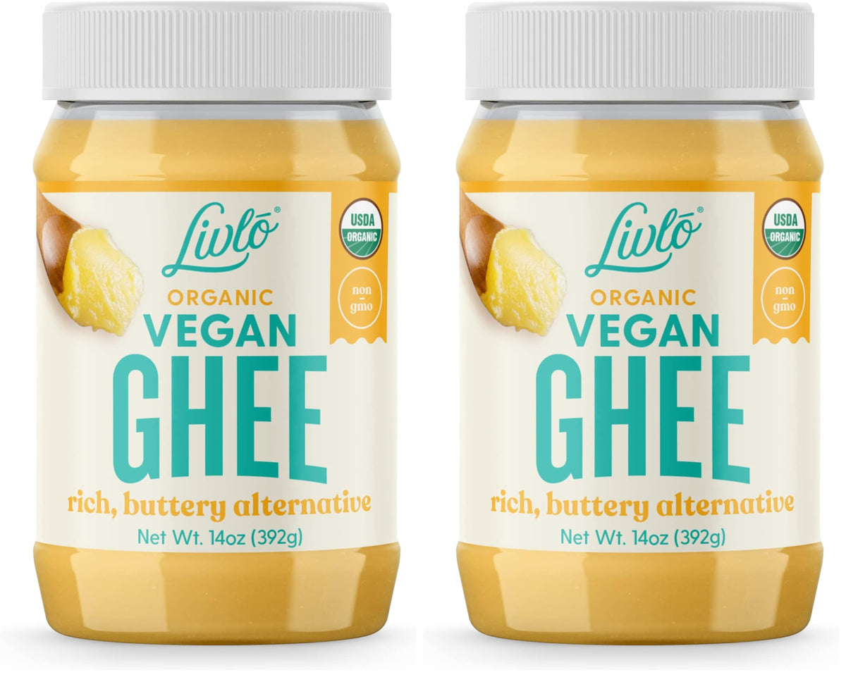 Livlo Organic Vegan Ghee - Plant Based Butter - No Refrigeration Necessary - Dairy, Soy Free, and Gluten Free Substitute to Ghee and Butter - 14 oz.