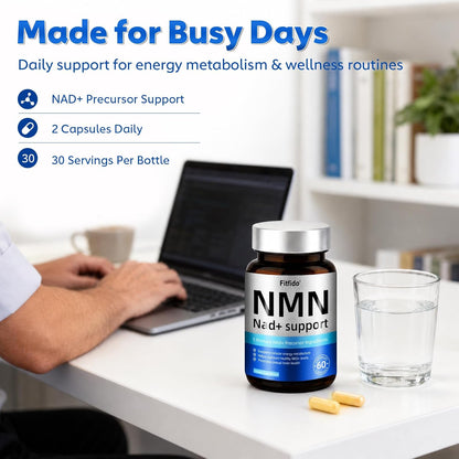 NMN 500mg Capsules, 5-in-1 with Resveratrol, TMG & CoQ10, 60 Count