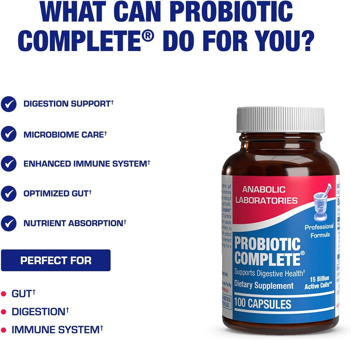 Advanced Digestive Probiotics for Women & Men - 4 in 1 Quadbiotic for Women & Men with Lactobacillus and Bifidobacterium Probiotics for Digestive Health Bloating and Constipation - 100 Servings