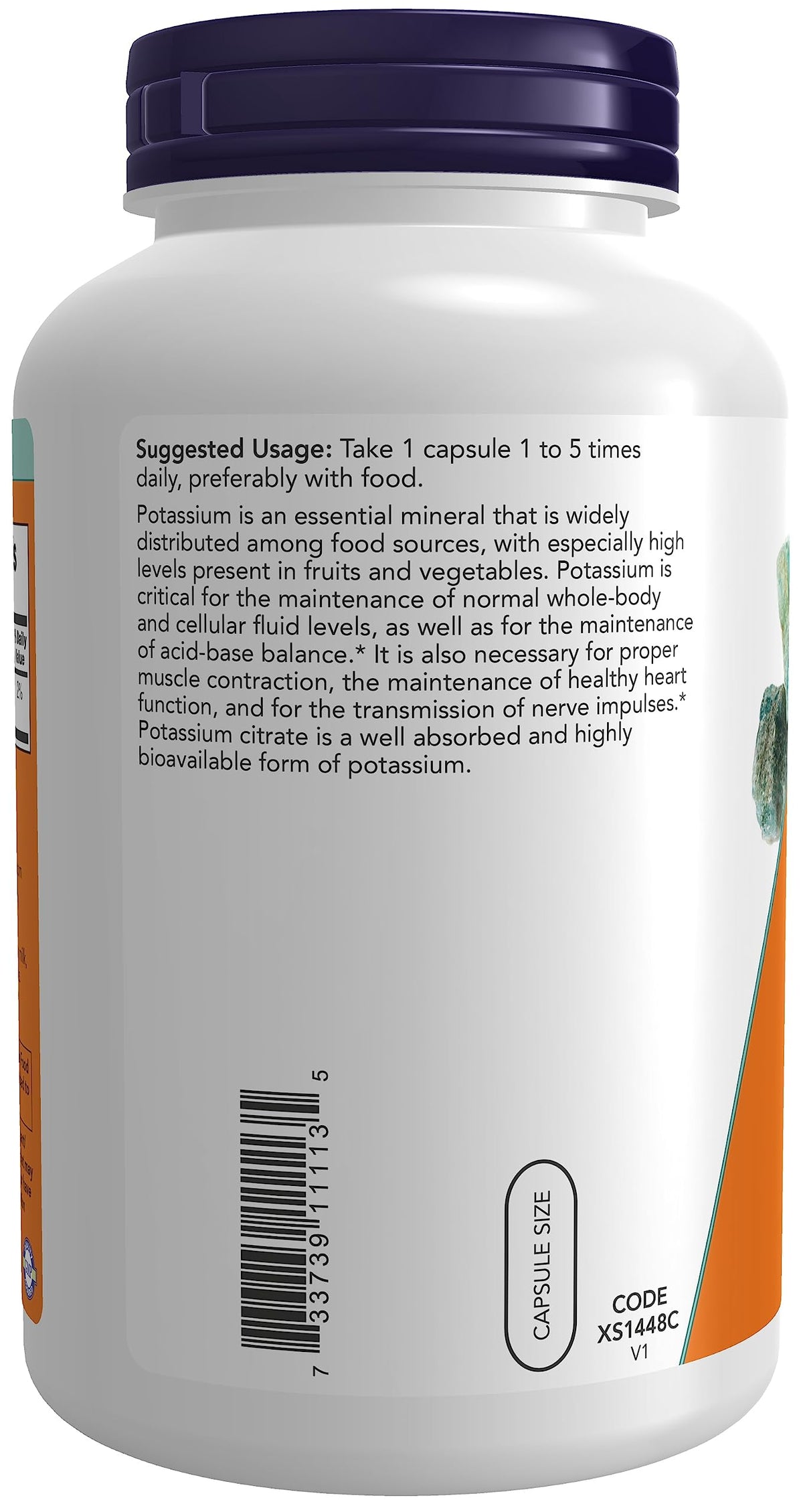 NOW Potassium Citrate 99 mg,180 Capsules