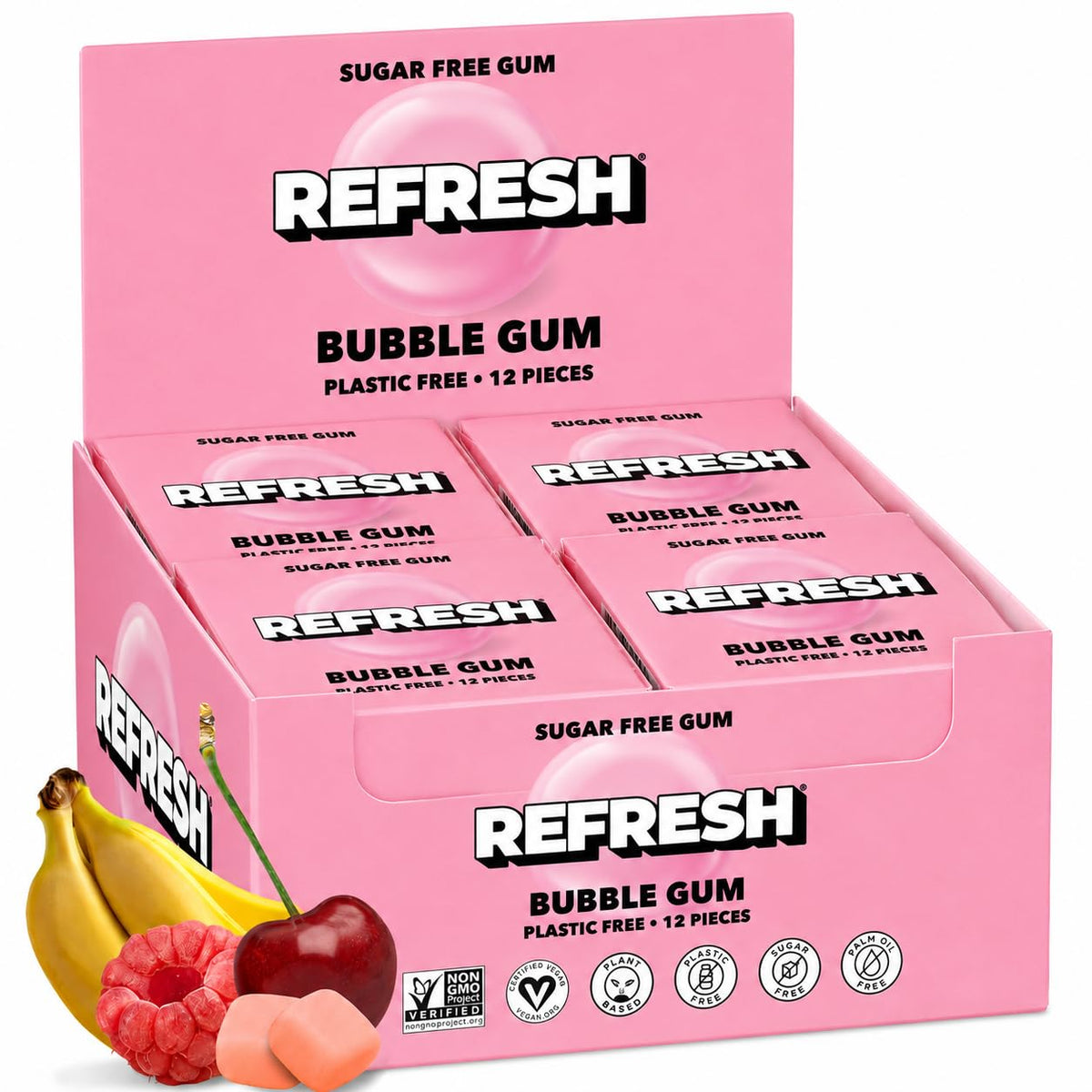 Refresh Sugar Free Chewing Gum with Xylitol, Garden Mint, 12 Pack