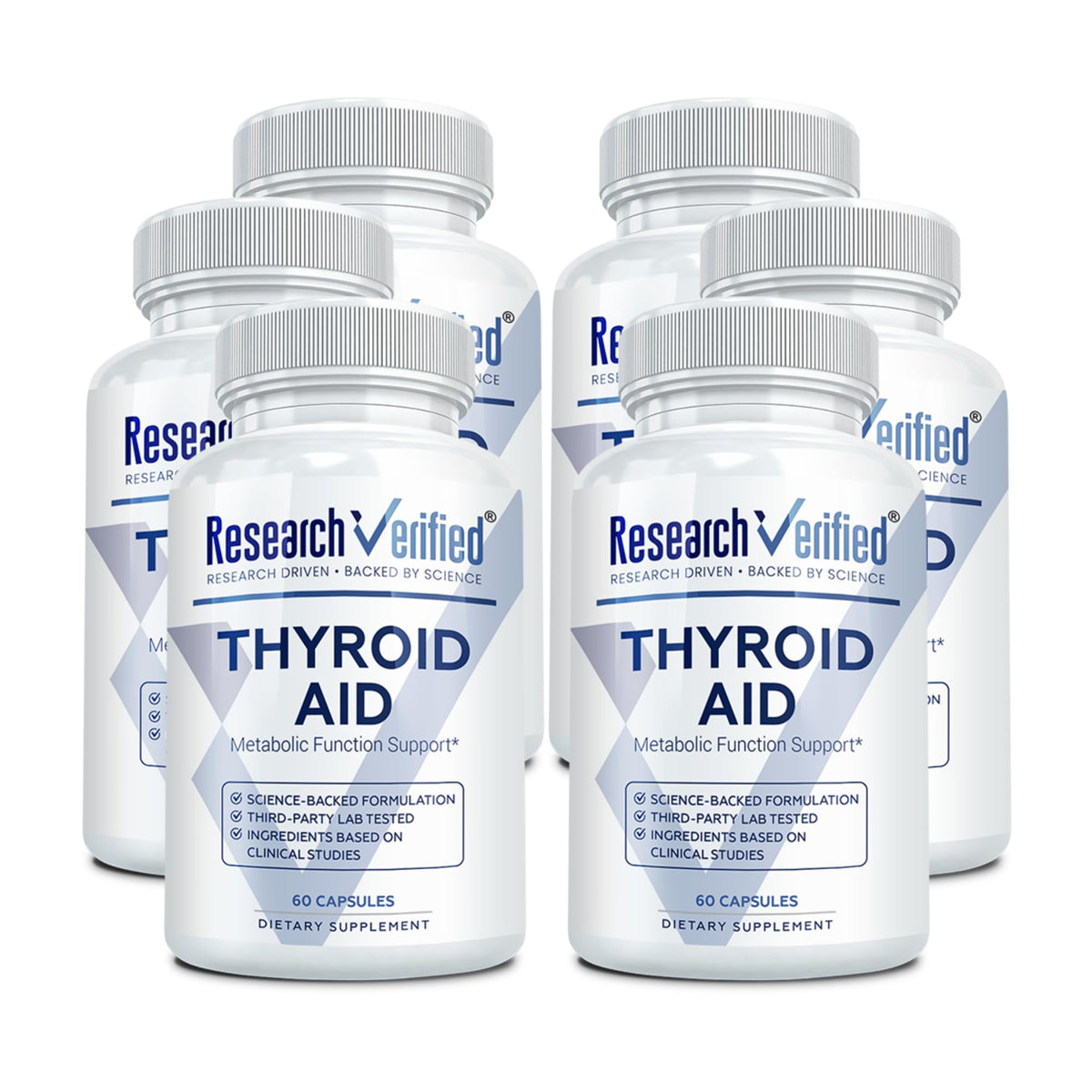 Research Verified® Thyroid Aid - Optimal Thyroid Function with Iodine Copper & Zinc - 260 mcg Selenium - 100% Pure - Vegan Friendly - 60 Capsules - 1 Month Supply