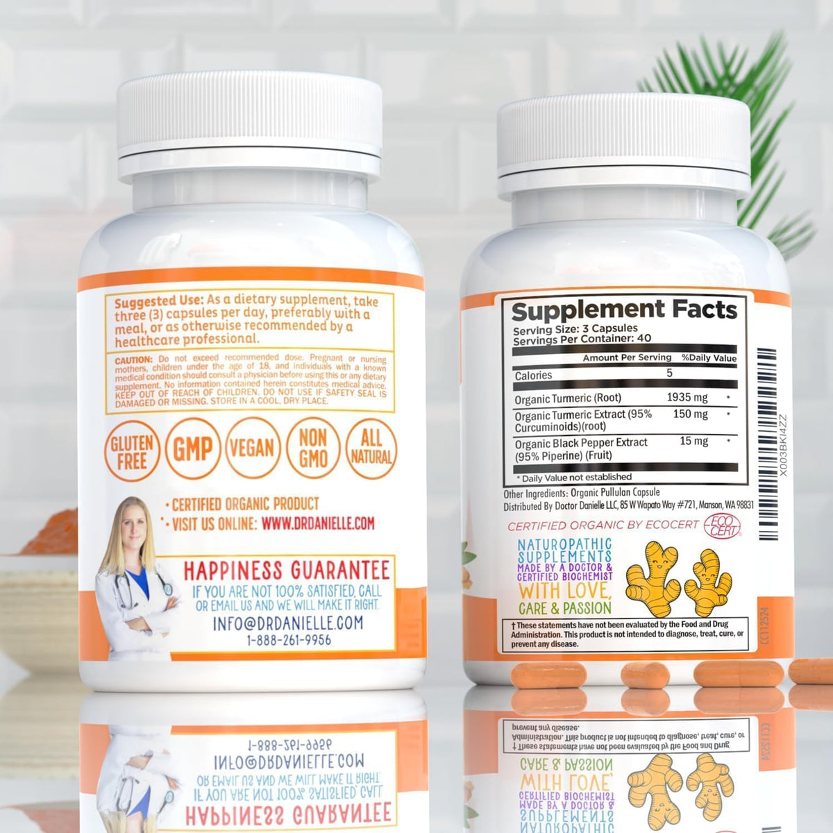 Organic Turmeric Curcumin with Black Pepper Extract 2000mg - High Absorption Ultra Potent Supplement - 95% Curcuminoids - Vegan, Non GMO - 120 Capsules