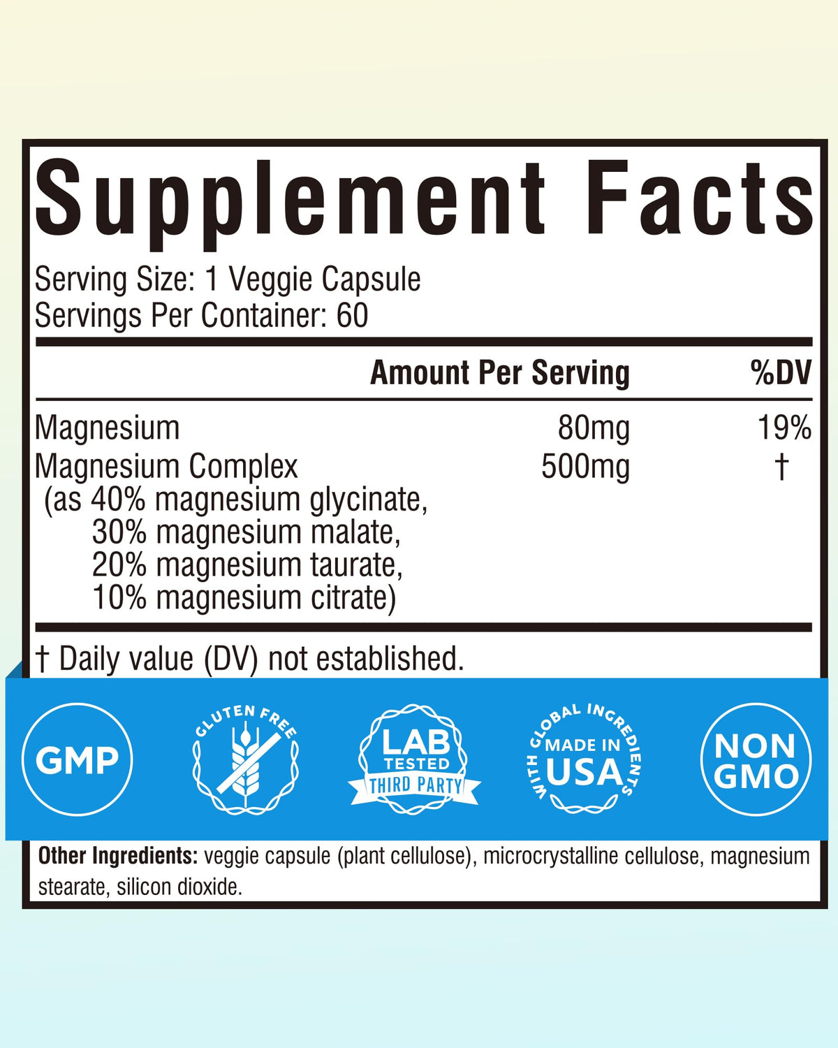 Terranics Magnesium Complex 500mg, Glycinate, Malate, Taurate, Citrate, Chelated Purified Easily Absorbed Magnesium Supplement for Sleep, Heart, Energy, Digestion Support, 60 Capsules Terranics buy supplements Au