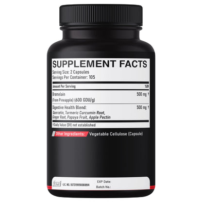 DEDICAD 6in1 Bromelain 500mg Supplement - 1000mg per Serving - 210 Capsules with Digestive Health Blend as Quercetin, Ginger, Turmeric, Papaya - Support Overall Health, Digestion & Immune System DEDICAD buy supplements Au