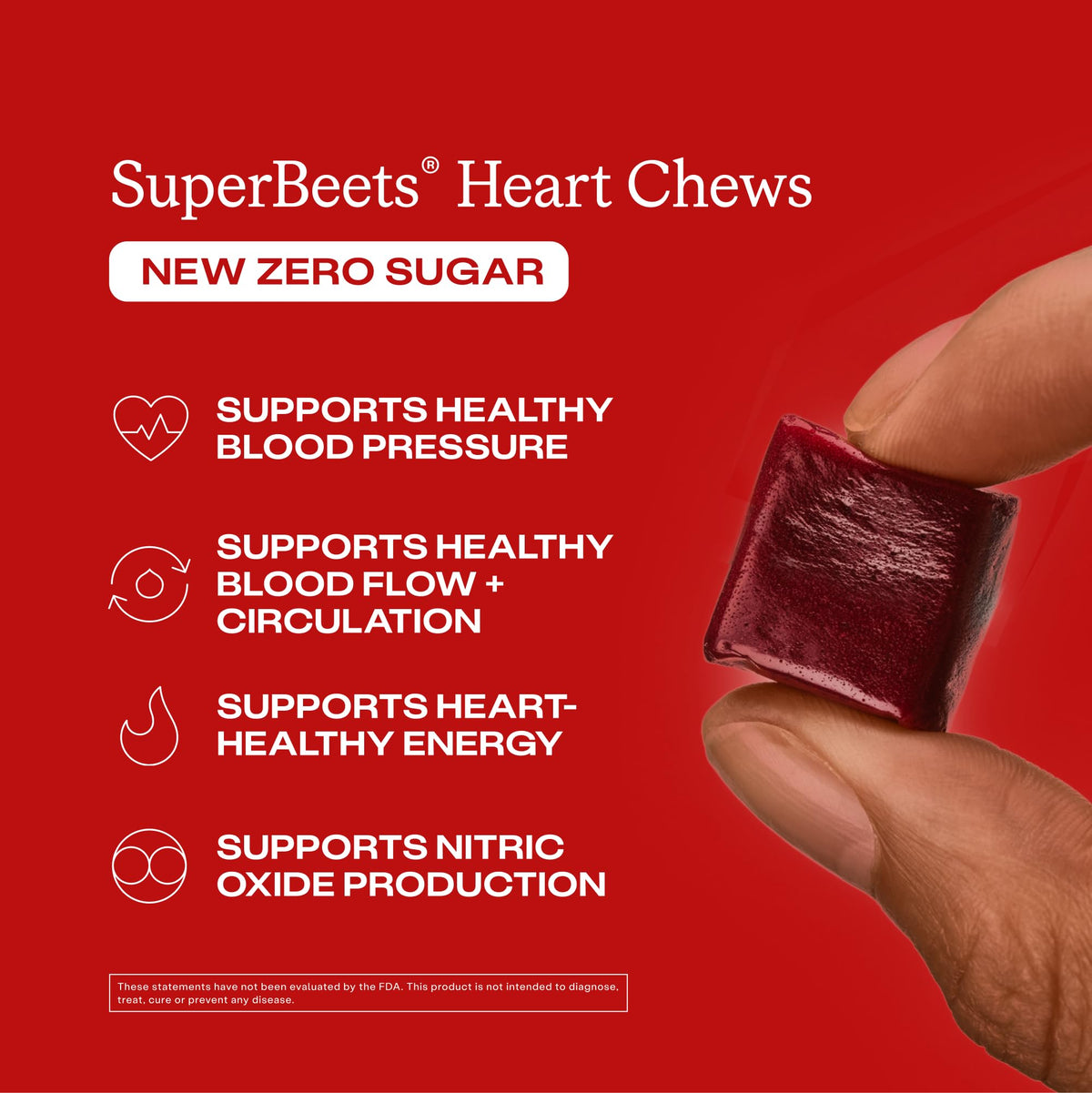 HumanN SuperBeets Heart Chews Zero Sugar, Beet Root Supplement, Energy, Nitric Oxide and Blood Pressure Support, Grape Seed Extract & Non-GMO, Heart Health, Pomegranate Berry Flavor, 60 Count