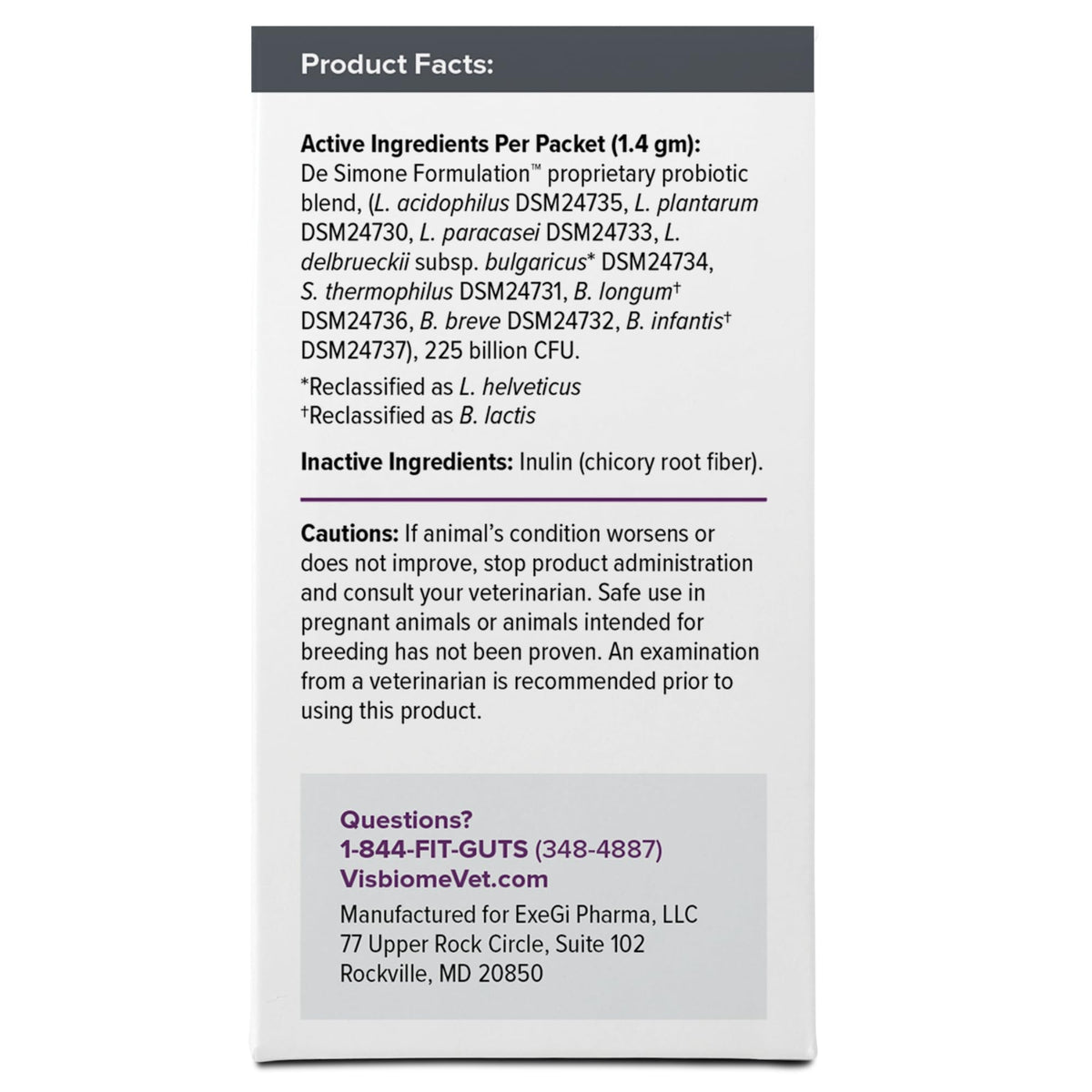 Visbiome® Vet Advanced GI Care Probiotic for Dogs & Cats, 225B CFU, 30 ct | Veterinarian Recommended, De Simone Formulation®, Multi-Strain, Refrigerated Probiotics, Weight-Based Dosing, Made in USA
