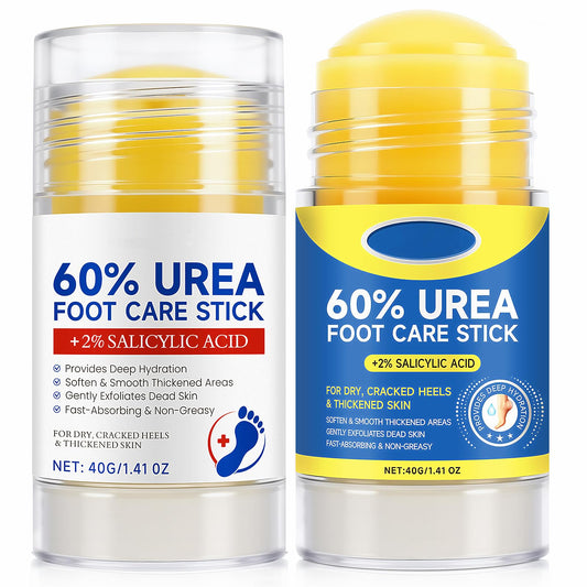 Loobexery 2 Pcs 60% Urea with 2% Salicylic Acid Foot Care Stick, Urea Foot Cream for Cracked Feet, Repairs Dry Rough Heels Fast, Foot Lotion Moisturizer for Dead Skin, Hydrating Heel Balm