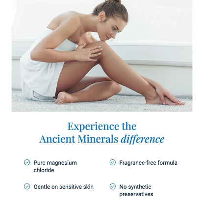 Ancient Minerals Magnesium Cream Lotion, Zechstein Chloride, 5oz | Magnesium chloride cream with shea butter, organic oils & hyaluronic acid. Non-greasy body lotion for skin hydration. 5 oz.
