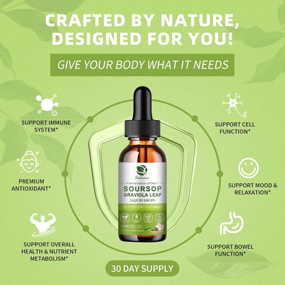 Lukaree Pure Soursop Graviola Leaves Extract - Immune Energy & Gut Support | Soursop Bitters Liquid Drop for Cell Support & Regeneration – Cold Extract with High Potency– Vegan | Gluten-Free | 2 Fl Oz