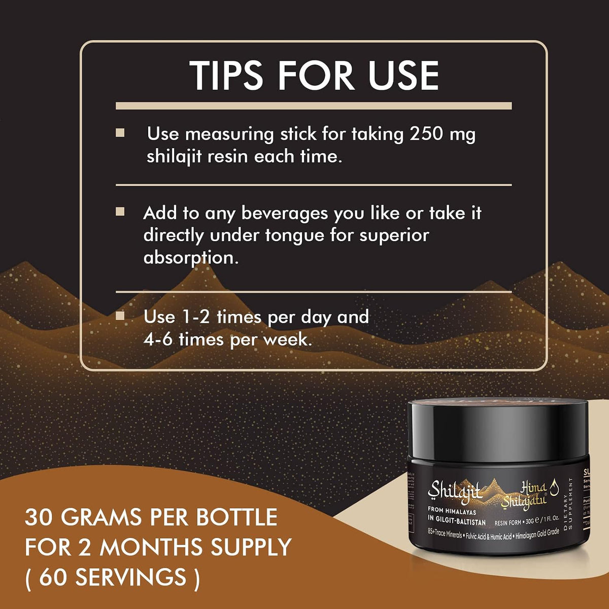 Hima Shilajatu Shilajit Purest Himalayan Organic Shilajit Resin - Gold Grade 100% Purity Shilajit with Fulvic Acid & 85+ Trace Minerals Complex for Energy & Immune Support, 30 Grams (2 Months Supply)