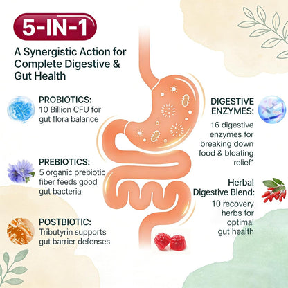 Probiotic Gummies, Probiotics for Gut Health, 0 Sugar - 60 Counts