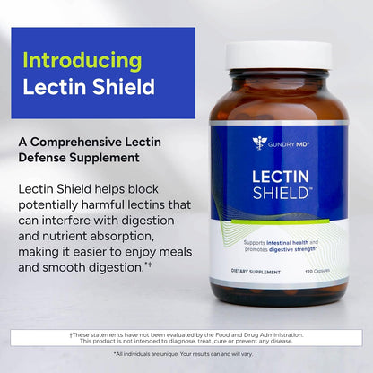 Gundry MD® Lectin Shield Gut Health & Digestion Supplement, 30 Servings | 30 Servings, Helps Block Potentially Harmful Lectins, Supports Digestive Comfort, Supports Intestinal Health, Reduce Cravings