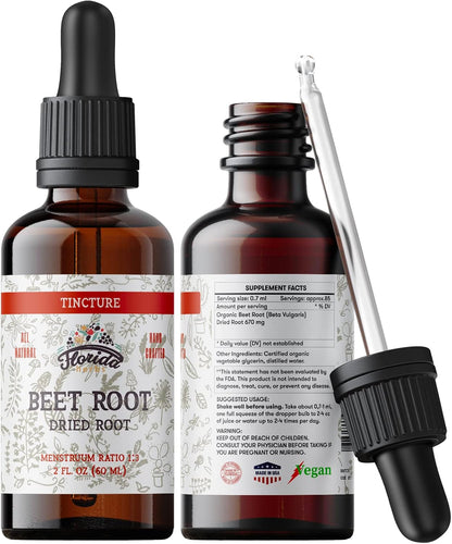 Beet Root Supplement - Liquid Beets Extra Fast Absorption - Beet Root Tincture Organic Extract, Gluten Free, 2 Fl Oz