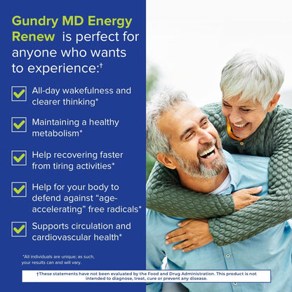Gundry MD Energy Renew Supplement, Passion Fruit Flavor Powder, 30 Servings | Muscle Recovery, Cardiovascular Health Support, Natural Energy Booster without the Crash, Sugar & Artificial Sweetener Free