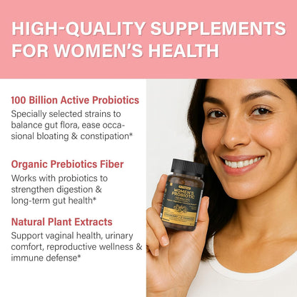 Probiotics Bundle for Women & Men – 2 Pack Gut Health Support | 100 Billion CFU Probiotics with Prebiotics, Enzymes & Citrus Bioflavonoids + Women’s Probiotic for Digestive, Vaginal & Urinary Health w