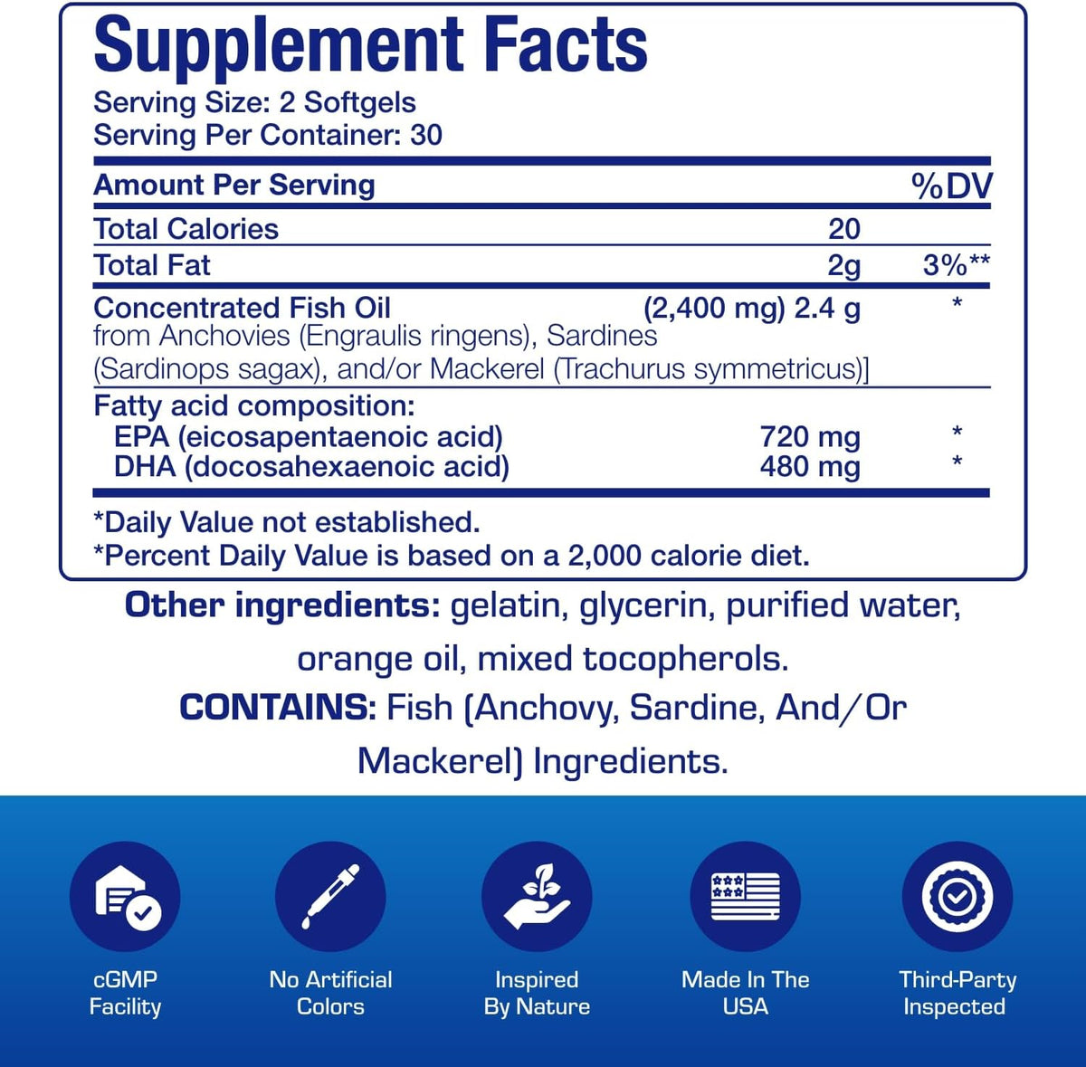 Omega 3 Fish Oil 1200 mg - Clinical DHA EPA Omega 3 Supplement with Burpless Fish Oil Brain Heart & Overall Health - Molecularly Distilled for Purity - Certified Sustainably Sourced (Orange Flavored)