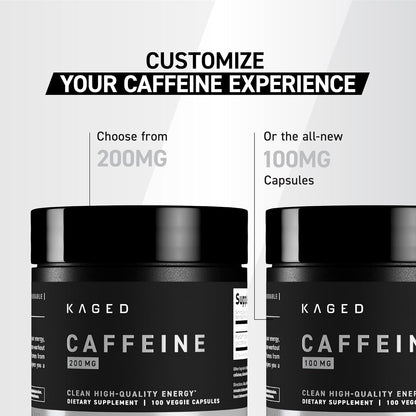 Kaged Caffeine Pills | Unflavored | 100 mg PurCaf Caffeine | Energy Boost, Coffee Replacement Pills | No Jitters | Supplements for Men & Women | 100 Servings