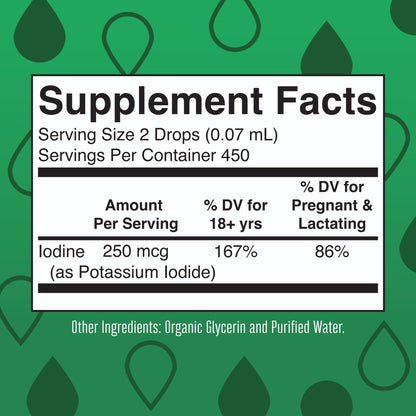 MaryRuth Organics Iodine Liquid Drops | Potassium Iodide | 1 Year Supply | 450 Servings | Thyroid Health | USDA Organic| Vegan | Non-GMO | Gluten Free | 1 Fl Oz