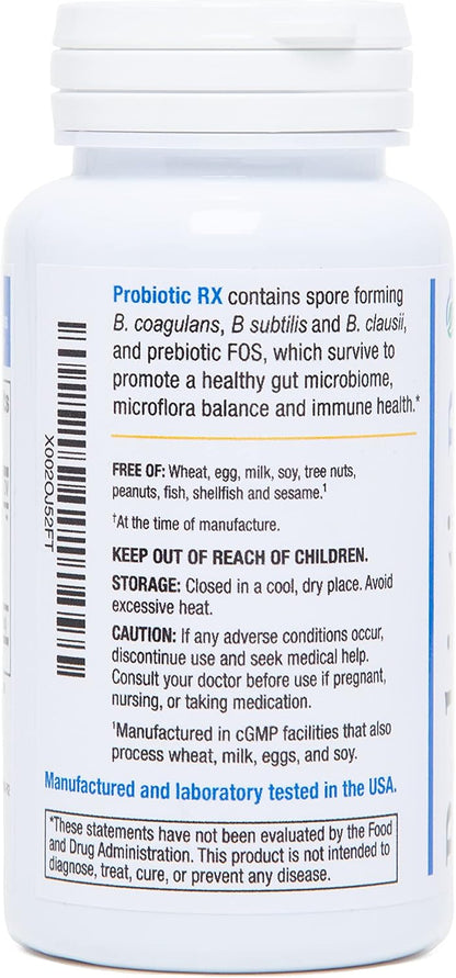 Probiotic Rx: 5 Billion CFU – Probiotic + Prebiotic - Spore-Based – 60-Day Supply - SBO - Supports Immune & Gut Health - Soil-Based Organisms - No Refrigeration Required